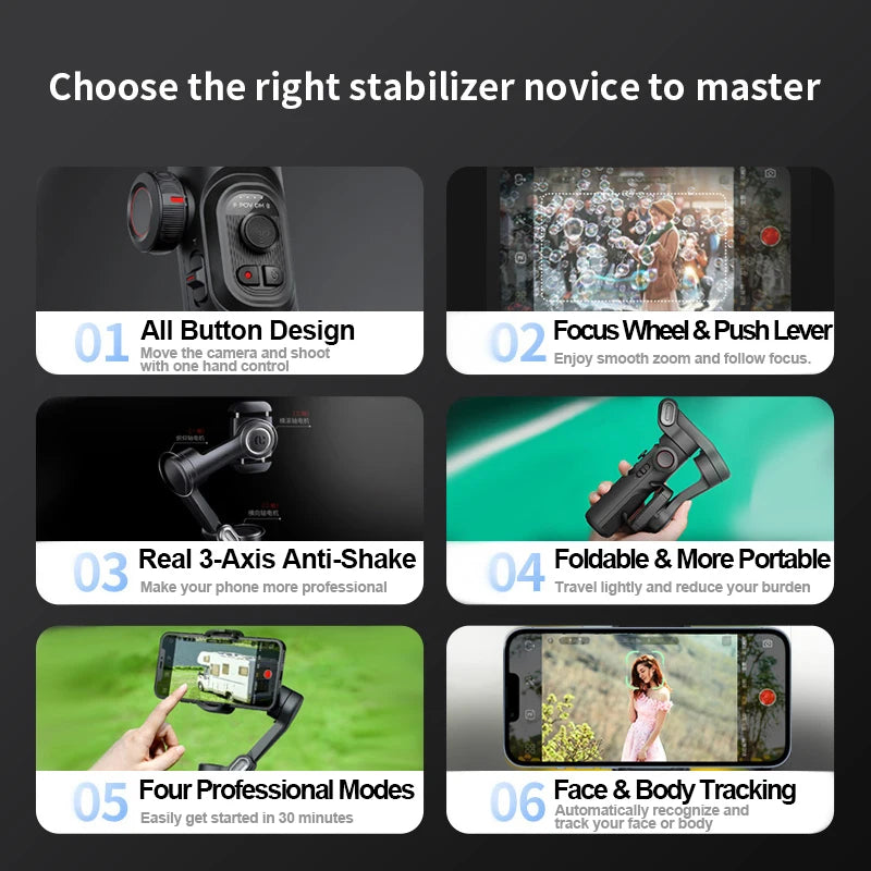 3-Axis Handheld Gimbal Stabilizer for Smartphone - Nova Prices