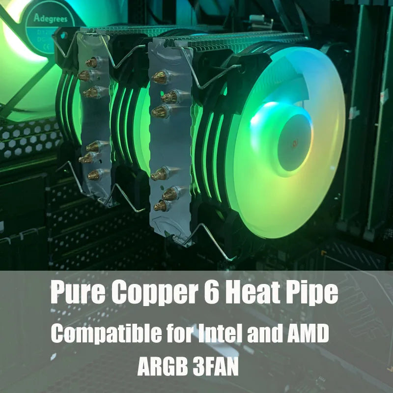 CPU Cooler 6 Heatpipes ARGB 4PIN PWM Processor Cooling Fan - Nova Prices