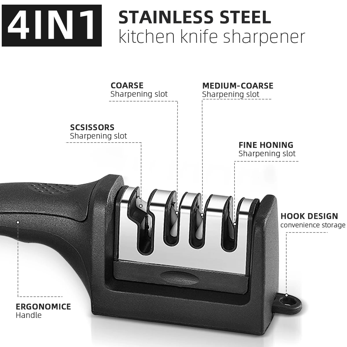 Kitchen 3-Segment Knife Sharpener Household Multi-Functional - Nova Prices