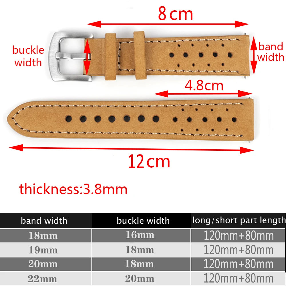 Watchband Cowhide Leather Watch Strap 18-19-22mm Vintage - Nova Prices