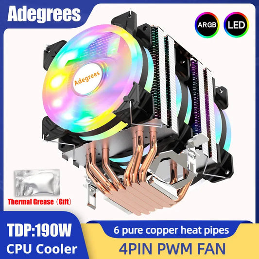 CPU Cooler 6 Heatpipes ARGB 4PIN PWM Processor Cooling Fan - Nova Prices