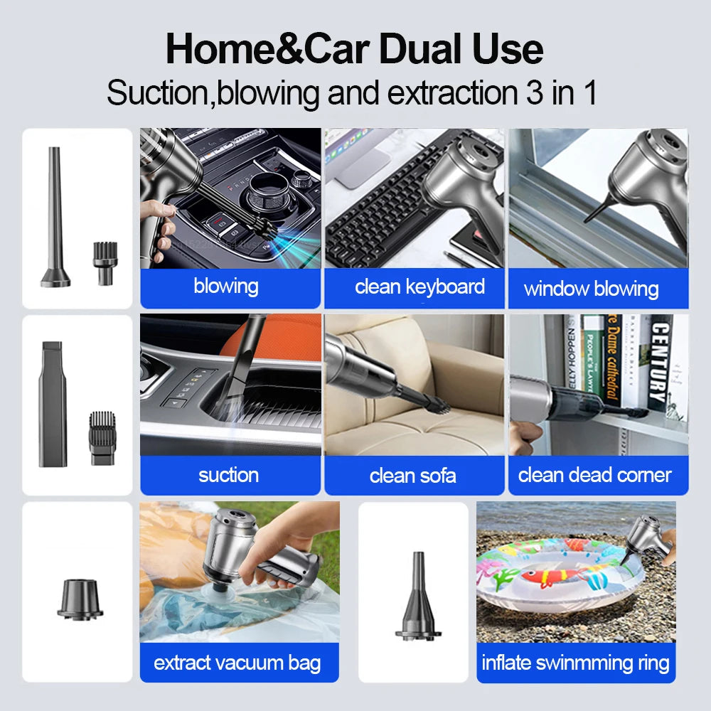 Car Vacuum Cleaner Portable Wireless95000PA Strong Suction Handheld - Nova Prices