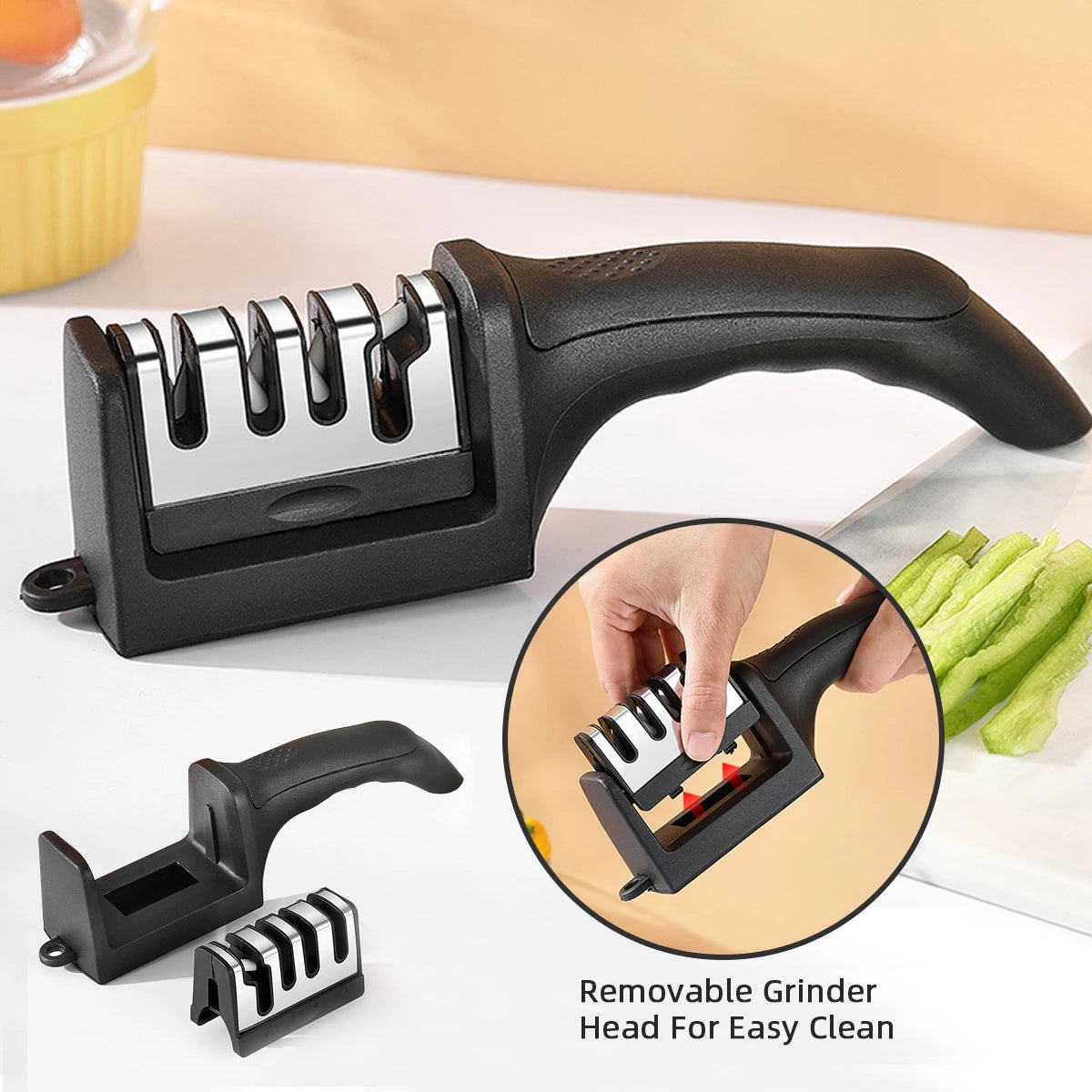 Kitchen 3-Segment Knife Sharpener Household Multi-Functional - Nova Prices