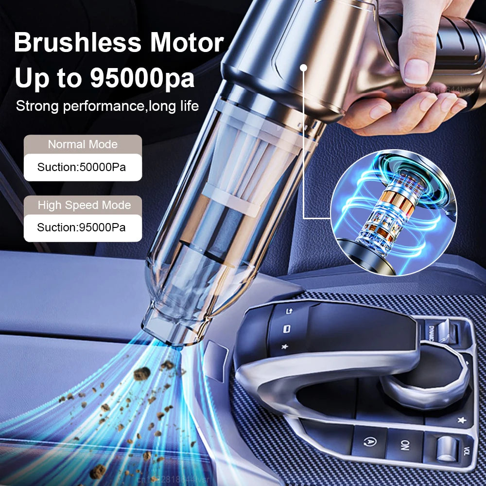 Car Vacuum Cleaner Portable Wireless95000PA Strong Suction Handheld - Nova Prices