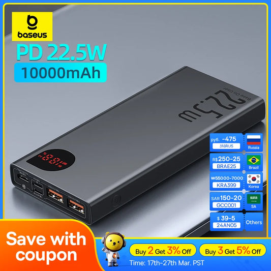 Baseus Power Bank 10000mAh with 22.5W PD Fast Charging - Nova Prices